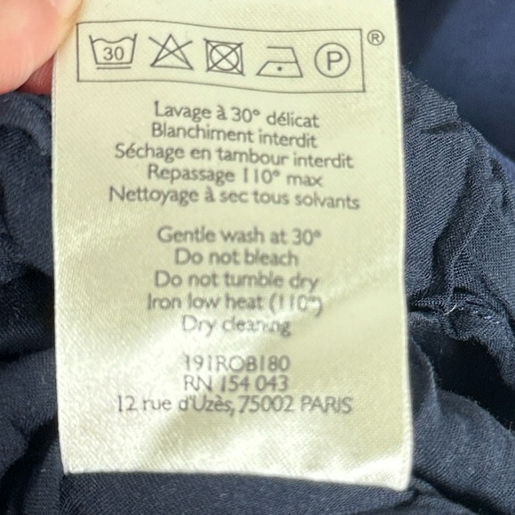 Sezane Olymea‎ Dress Navy Blue Size 36 French / US 4 V-Neck Ruffle Minimalist - Picture 10 of 14